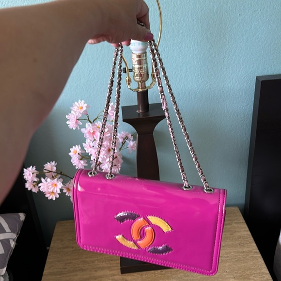 🔥 price drop! Chanel pink Patent Leather Multicolor CC Flap Chain Bag - Picture 10 of 17